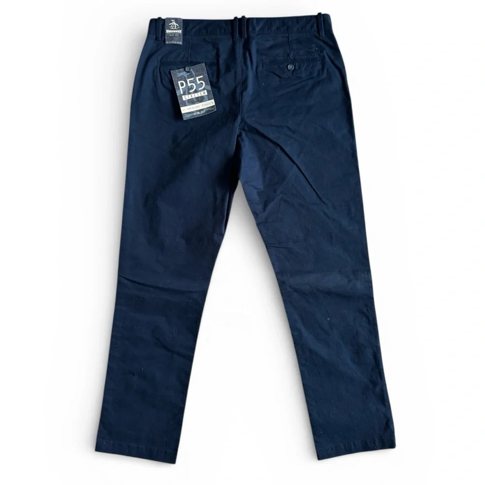 Original Penguin P55 Stretch Slim Fit Pants Business Casual Navy Blue 34x32